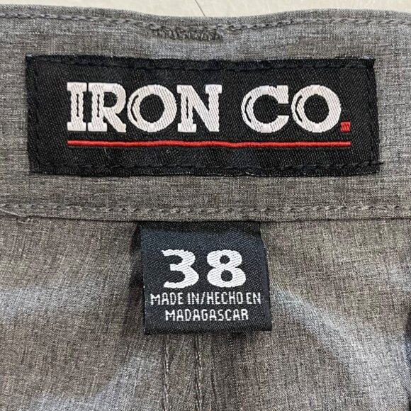 Iron Co Mens 38 Gray Cargo Shorts Zip Pockets Utility Belt Outdoor Summer Wear - Picture 13 of 15